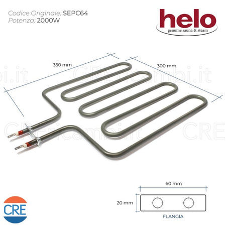 Resistenza 2000W per Sauna Helo, 350x300 cm