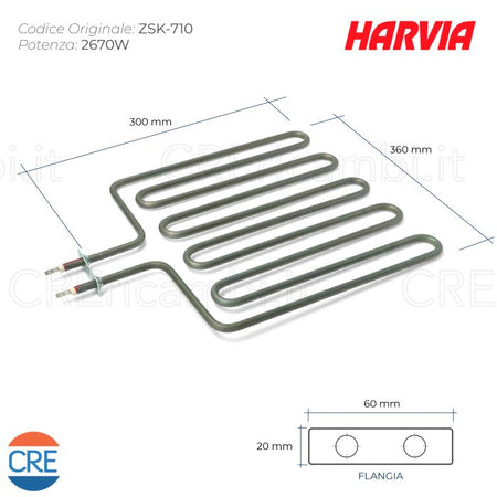 Resistenza 2670W per Sauna Harvia, 300x360 cm
