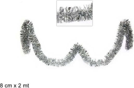 Filo-Addobbo-Ghirlanda-Albero-Di-Natale-8-Cm-X-2-Mt-Silver-Argento-Decorazione