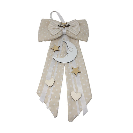 Fiocco nascita in cotone e legno, personalizzabile 30 x h 50 cm "Made in Italy"