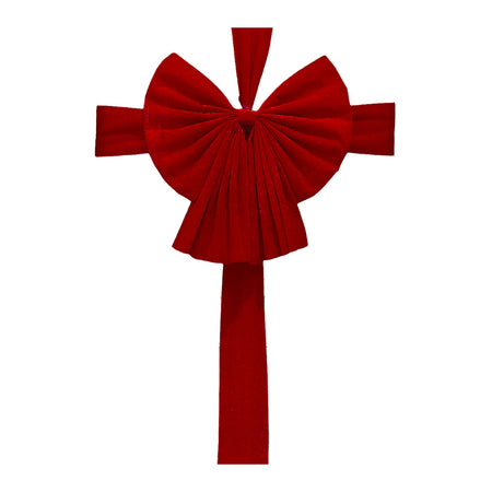 Fiocco natalizio per porta ingresso in velluto da appendere