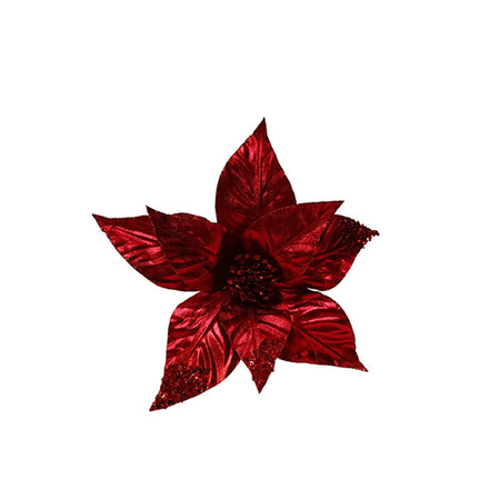 Fiore decorativo natalizio con stelo per decorazioni e composizioni h 50 cm