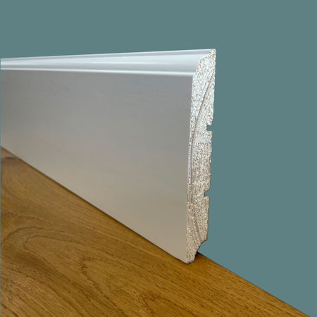 100 metri lineari di Battiscopa PREMIUM in legno MASSELLO mod.FIRENZE 120x15 laccato bianco - Eternal Parquet
