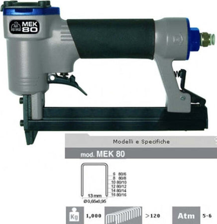 Fissatrice Pneumatica Ro-ma 5-6 Atm Mek80 Professionale Aria Compressa Maestri Fai da te/Utensili elettrici e a mano/Utensili a mano/Cucitrici e fissatrici Trade Shop italia - Napoli, Commerciovirtuoso.it