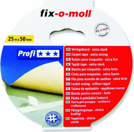 FIX-0-MOLL---25mt-x-50mm---NASTRO-BIADESIVO-PROFESSIONALE-PER-MOQUETTE---CON-FIBRE-RINFORZATE