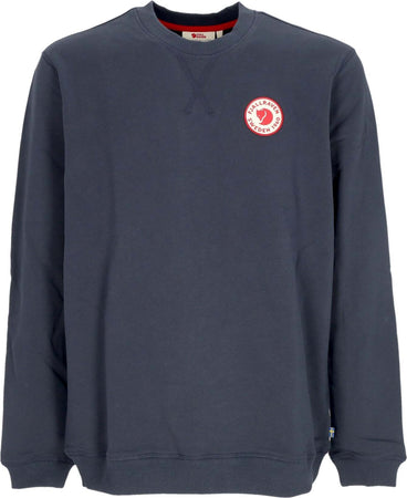 FJALLRAVEN-Felpa-Leggera-Girocollo-Uomo-1960-Logo-Badge-Sweater-Dark-Navy-da-uomo