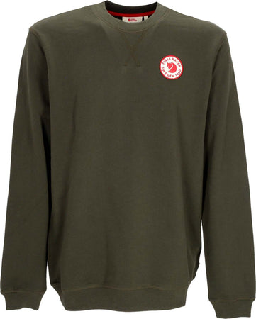 FJALLRAVEN-Felpa-Leggera-Girocollo-Uomo-1960-Logo-Badge-Sweater-Deep-Forest-da-uomo