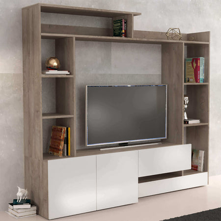 FLORIANO---parete-attrezzata-soggiorno-180x28/40x165-h-Bianco-Milani-Home