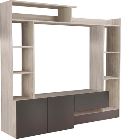 FLORIANO---parete-attrezzata-soggiorno-180x28/40x165-h-Marrone-chiaro-Milani-Home
