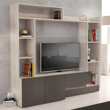 FLORIANO---parete-attrezzata-soggiorno-180x28/40x165-h-Marrone-chiaro-Milani-Home