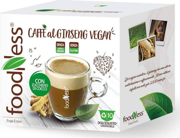Foodness - Capsula Caffè Al Ginseng Vegan Con Zucchero Di Cocco Compatibile Con Sistema Dolce Gusto Privo Di Latte,derivati E Glutine 6 Blister X10 Pz Capsule Dolce Gusto Caffè Ginseng Vegan con zucchero di cocco Non solo alimenti - Albano Laziale, Commerciovirtuoso.it