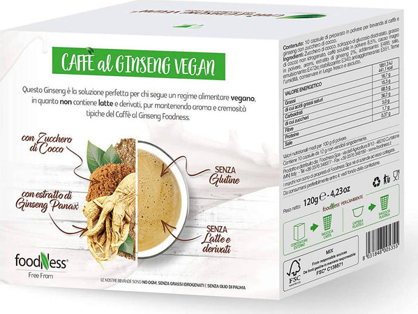 Foodness - Capsula Caffè Al Ginseng Vegan Con Zucchero Di Cocco Compatibile Con Sistema Dolce Gusto Privo Di Latte,derivati E Glutine 6 Blister X10 Pz Capsule Dolce Gusto Caffè Ginseng Vegan con zucchero di cocco Non solo alimenti - Albano Laziale, Commerciovirtuoso.it