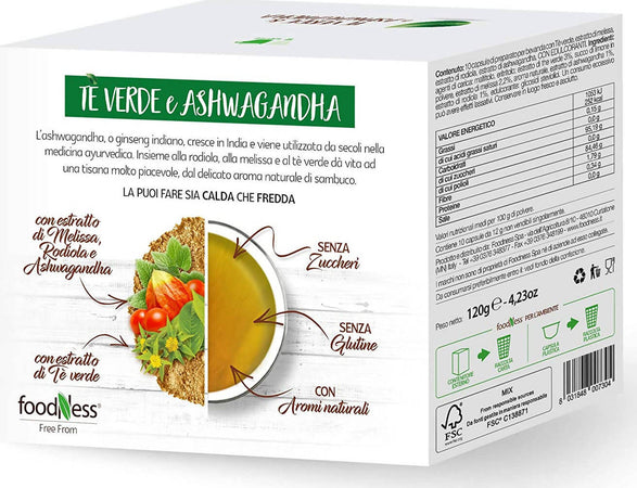 FoodNess 60Pz. - Capsula Tè verde e Ashwagandha Compatibile Dolce Gusto bevanda a base di Ginseng indiano melissa e rodiola aroma sambuco Capsule Dolce Gusto Tè verde e ashwagandha Non solo alimenti - Albano Laziale, Commerciovirtuoso.it