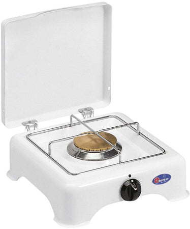 Fornello a Gas 1 Fuoco con valvola di sicurezza GPL / METANO griglia cromata con coperchio mod. 5321S