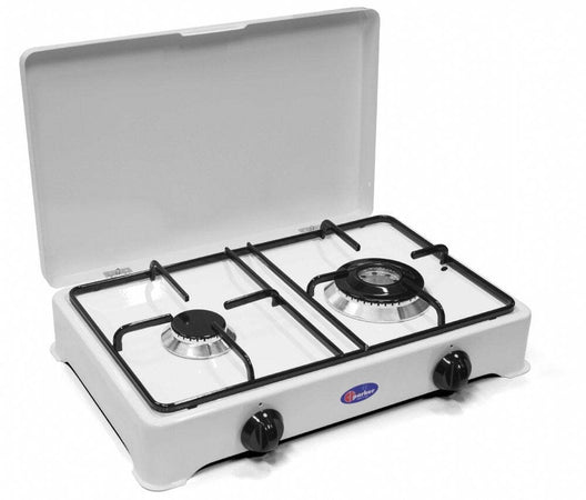 Fornello a gas 2 fuochi DOPPIA CORONA Metano / Gpl Valvolato NEW 2002GPS/C