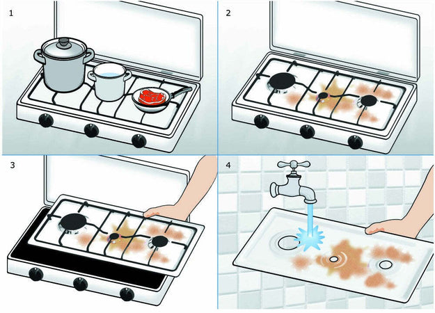FORNELLO A GAS GPL/METANO 3 FUOCHI CON VALVOLA DI SICUREZZA GRIGLIA PIATTINA PIANO ESTRAIBILE PARKER MADE IN ITALY