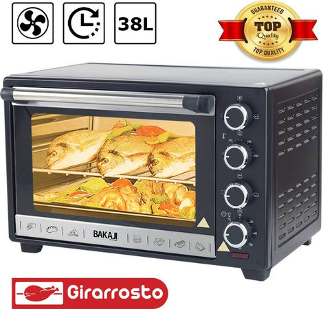 Forno-Fornetto-Elettrico-Ventilato-38-litri-1600W-Luce-Interna-Timer-Girarrosto