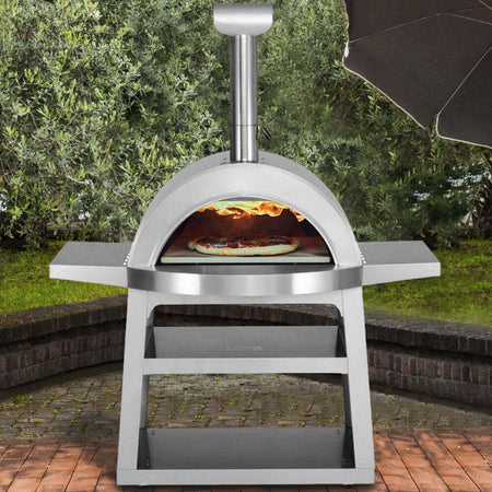 Forno-Per-Pizza-a-Legna-Modello-Napoli-In-Acciaio-Inossidabile-Per-Esterno
