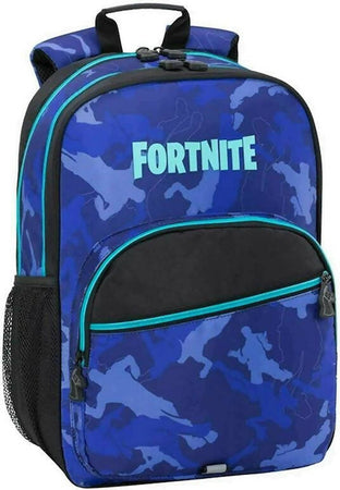 Fortnite Zaino Sucola Organizzato Blu Camo Zaino Elementari 42x30x15 Cm Ufficiale Fortnite 3 Scomparti Franco Cosimo Panini