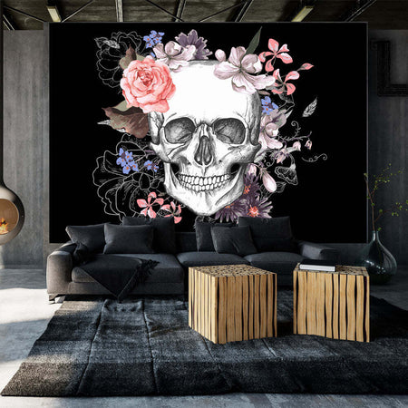Fotomurale-Skull-and-Flowers