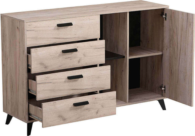 FRANCIE---madia-quattro-cassetti-un-anta-moderna-minimal-in-legno-cm-137,5-x-40-x-90,5-h-Rovere-grigio-Milani-Home