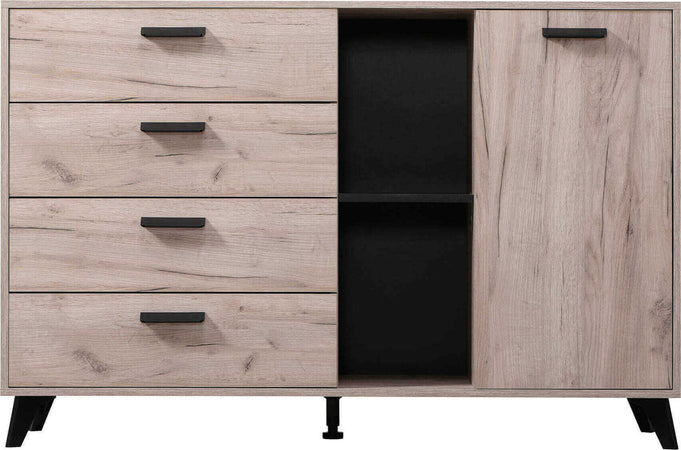 FRANCIE---madia-quattro-cassetti-un-anta-moderna-minimal-in-legno-cm-137,5-x-40-x-90,5-h-Rovere-grigio-Milani-Home