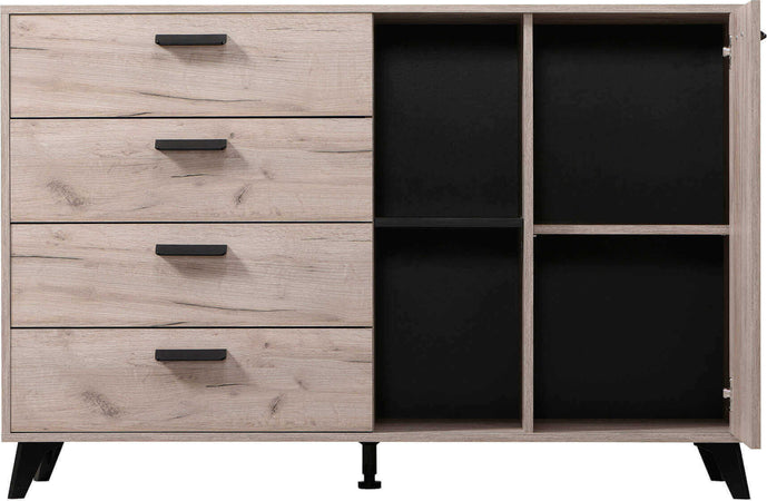 FRANCIE---madia-quattro-cassetti-un-anta-moderna-minimal-in-legno-cm-137,5-x-40-x-90,5-h-Rovere-grigio-Milani-Home