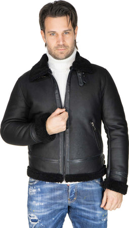 Franco---Giacca-Uomo-Nero-in-vero-montone-Shearling