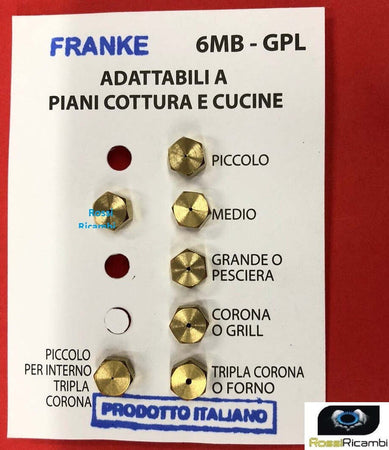 FRANKE SERIE UGELLI PIANO COTTURA CUCINE 5 FUOCHI - GAS BOMBOLA GPL - 6MB Casa e cucina/Utensili da cucina/Bruciatori da cucina Rossi Ricambi - Venetico Marina, Commerciovirtuoso.it