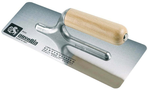 Frattazzo Frattone Professionale Made In Italy Con Lama In Acciaio Inox 24X11 Trapeizodale Lucida E Manicoin Legno Ausonia - 42172