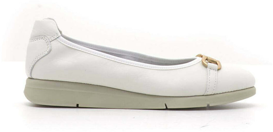 Frau Donna Ballerina 51p4 In Pelle Off White Nuova Collezione