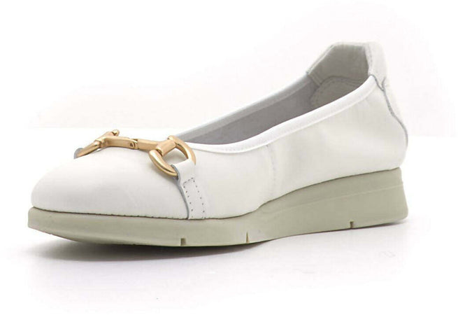 Frau Donna Ballerina 51p4 In Pelle Off White Nuova Collezione