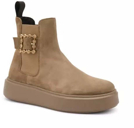 Frau donna beatles in pelle scamosciata