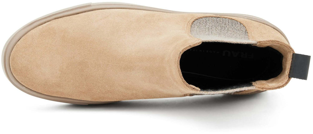 Frau Donna Stivaletti Beatles In Pelle / Camoscio Stivaletto Nuova Collezione Suola Platform 4.5cm Made In Italy.