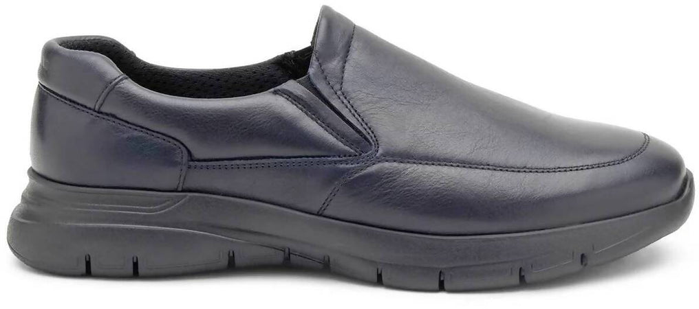Frau Mocassini Neri Uomo Slip-on In Pelle Con Suola Xl