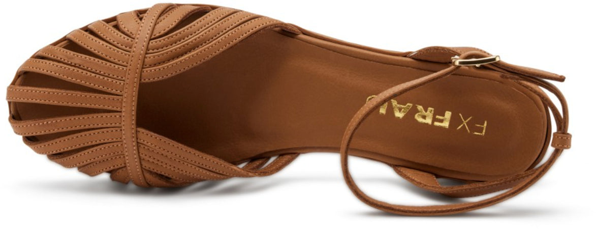 Frau Sandali Donna in Pelle 03 B3 Sandalo Con Allacciatura Alla Caviglia Colore Cuorio