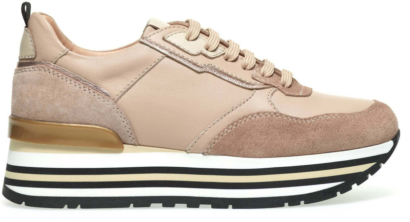 Frau Scarpe Donna Color Cammello in Pelle Scamosciata E Laminata Sneaker Casual Con Lacci E Suola in Gomma 4,5 Cm Collezione Aut/Inv 2022/2023