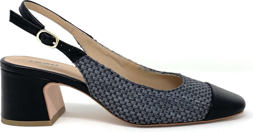 FRAU-sling-back-in-rafia-e-pelle-nero-93B8