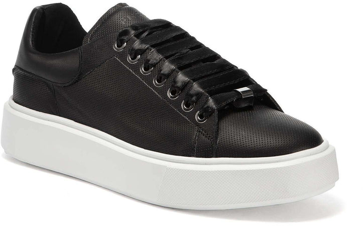 Frau Sneakers Donna pelle micro-traforata Lacci e Sola in Gomma Made In Italy Scarpa Sportiva Leggera Made in italy