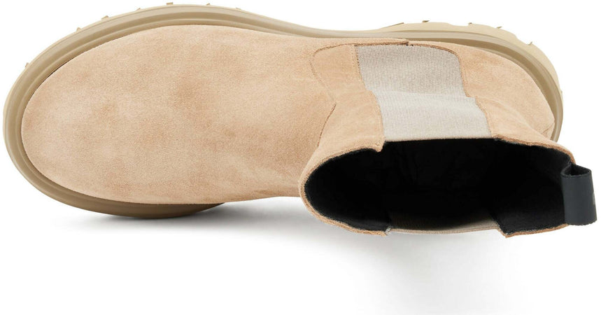 Frau Stivaletti Beatles Alti Donna In Pelle / Camoscio Maxi Suola Combact Stvaletto Plateau 5 Cm Elastico Bilaterale