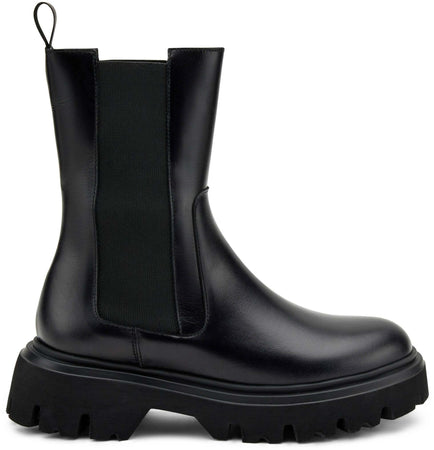 Frau Stivaletti Beatles Alti Donna In Pelle / Camoscio Maxi Suola Combact Stvaletto Plateau 5 Cm Elastico Bilaterale