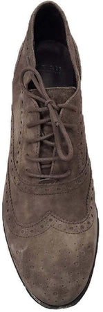 Frau Stivaletti Tacco Donna Con Lacci Beige Polacchino Francesina Stringata Tacco 6cm Casual Fashion Cod. 81b0 Visone Made in Italy Scamosciato