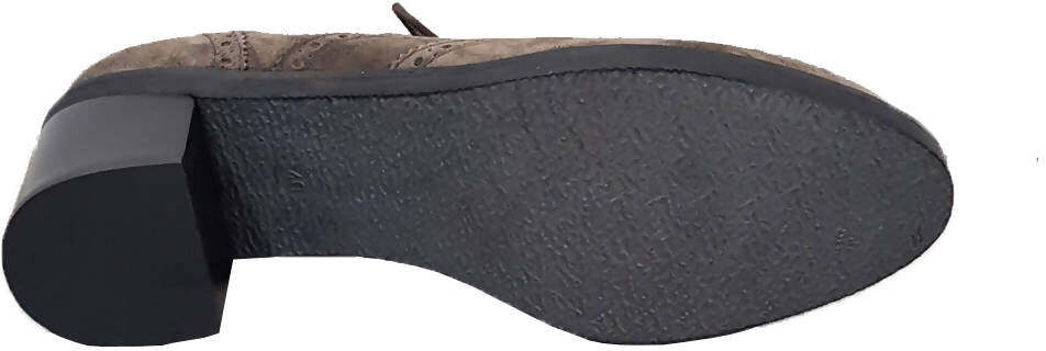 Frau Stivaletti Tacco Donna Con Lacci Beige Polacchino Francesina Stringata Tacco 6cm Casual Fashion Cod. 81b0 Visone Made in Italy Scamosciato