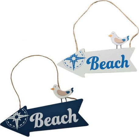 Freccia-Indicazione-In-Legno-Beach-Spiaggia-Marino-Da-Muro-Parete-Oggettistica
