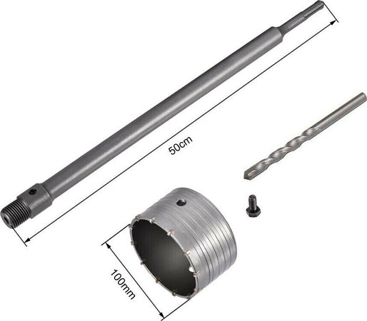 Fresa-A-Tazza-100-Mm-Asta-Prolunga-50-Cm-Per-Trapano-Attacco-Sds-Plus-Tools