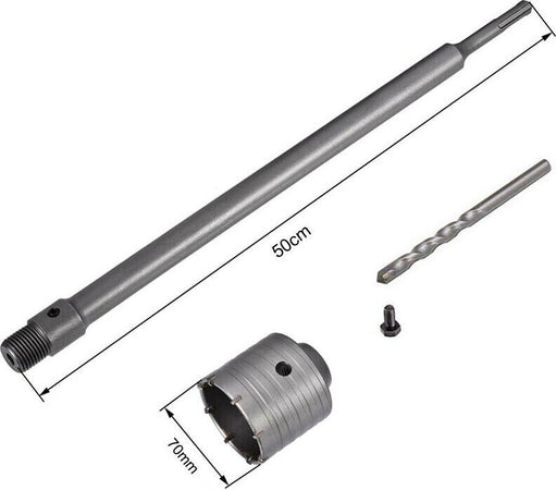 Fresa-A-Tazza-70-Mm-Asta-Prolunga-50-.-Cm-Per-Trapano-Attacco-Sds-Plus-Tools