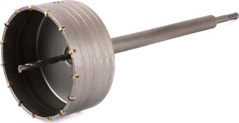 Fresa-Per-Muro-A-Tazza-Corona-125-Mm-Asta-35-Cm-Per-Trapano-Attacco-Sds-Plus-Tools