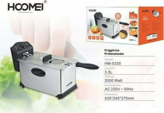 Friggitrice-Elettrica-Professionale-In-Acciaio-3,5lt-Termostato-Regolabile-2000w