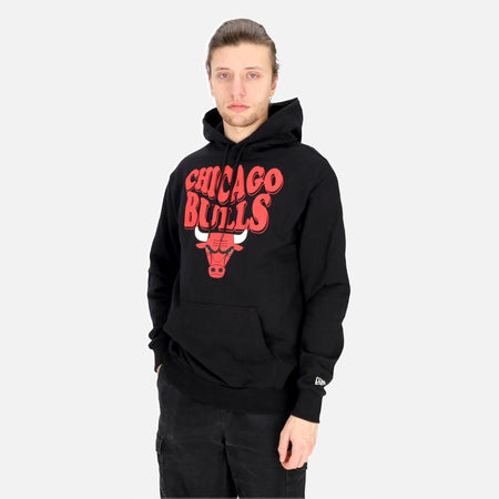 NEW ERA Felpa Leggera Cappuccio Uomo Nba Script Oversize Hoodie Chibul Black/front Door Red da uomo