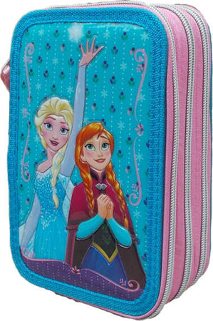 Frozen-Portapastelli-3d-Astuccio-3-Zip-Cerniere-36-Pezzi-Colori-E-Matite-Scuola